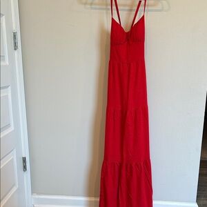 Linen Red Maxi Dress